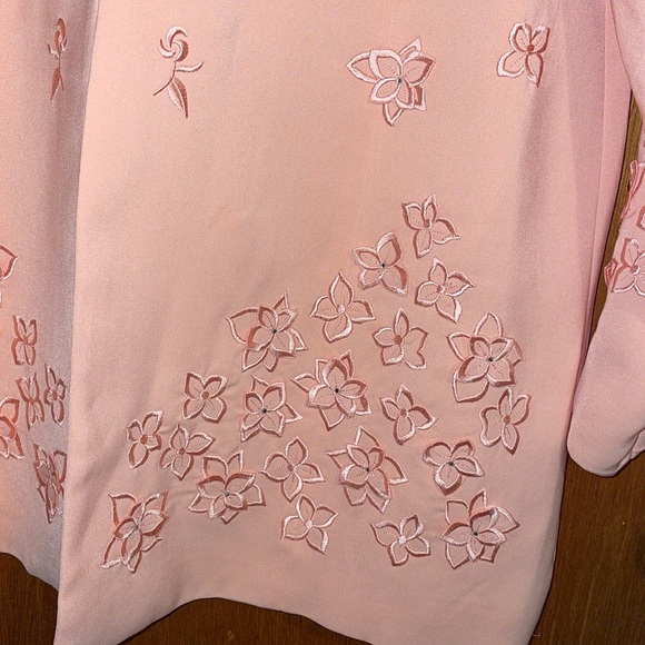 •HARMONY NY•NWT PEACH EMBROIDER 3D FLORAL PUFF SHOULDER 1-BUTTON BLAZER SIZE 16 - Picture 5 of 7